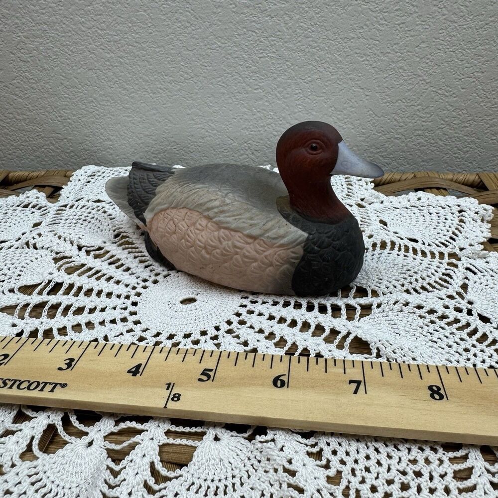 Ceramic Painted Duck Figurine, Signed, Brown/Gray/Black